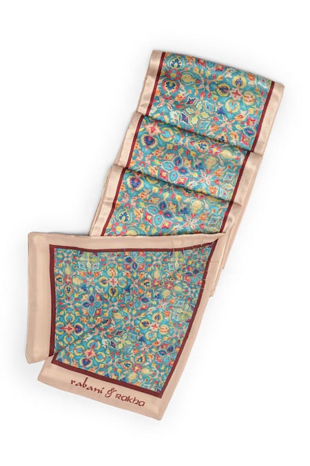 Buy_Rabani & Rakha_Multi Color Floral Mandala Print Pocket Square And Neck Stole Gift Box - Set Of 2 _Online_at_Aza_Fashions