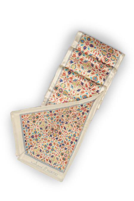 Buy_Rabani & Rakha_Multi Color Floret Mandala Print Neck Stole And Pocket Square Gift Box - Set Of 2 _Online_at_Aza_Fashions
