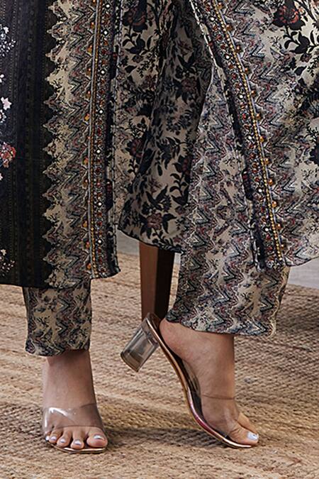 Soup By Sougat Paul_Brown Silk Embroidery Round Neck Dilara Front Slit Kurta And Pant Set _Online_at_Aza_Fashions