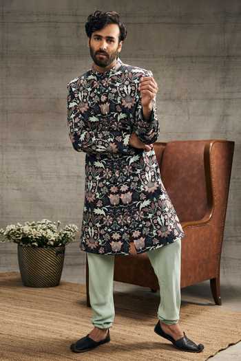 Soup By Sougat Paul_Multi Color Muslin Embroidery Ela Vintage Floral Print Kurta With Pant _Online_at_Aza_Fashions
