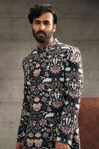 Buy_Soup By Sougat Paul_Multi Color Muslin Embroidery Ela Vintage Floral Print Kurta With Pant _Online_at_Aza_Fashions