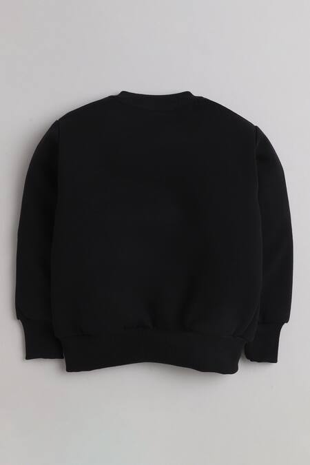 Knitting Doodles_Black Fleece Printed Space Jacket And Joggers Set_Online_at_Aza_Fashions