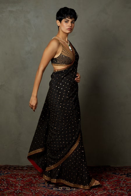 Buy RI.Ritu Kumar Black Silk, Viscose Embroidery Sweetheart Sohini Saree With Sleeveless Blouse Online at Aza Fashions Buy_RI.Ritu Kumar_Black Silk, Viscose Embroidery Sweetheart Sohini Saree With Sleeveless Blouse _Online_at_Aza_Fashions