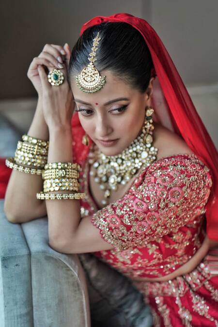 Red Designer Indian and Pakistani Bridal Long Anarkali with Lehenga -