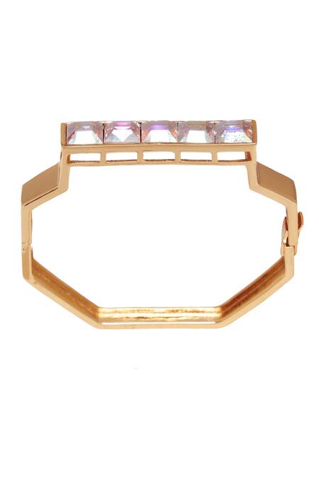 Esme By Aashna Dalmia_Silver Plated Embellished Octagon Shaped Bracelet _Online_at_Aza_Fashions