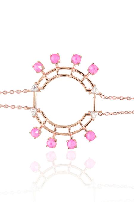 Buy_Esme By Aashna Dalmia_Pink Embellished Swarovski Bracelet _Online_at_Aza_Fashions