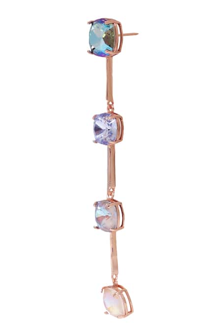 Esme By Aashna Dalmia_Blue Embellished Swarovski Long Earrings _Online_at_Aza_Fashions