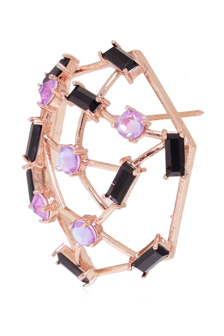 Esme By Aashna Dalmia_Purple Embellished Round Shaped Studs _Online_at_Aza_Fashions