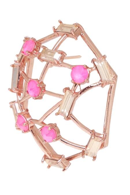 Esme By Aashna Dalmia_Pink Embellished Crystal Studs _Online_at_Aza_Fashions