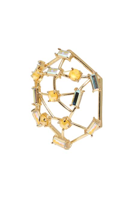 Buy_Esme By Aashna Dalmia_Yellow Embellished Abstract Shaped Studs _Online_at_Aza_Fashions