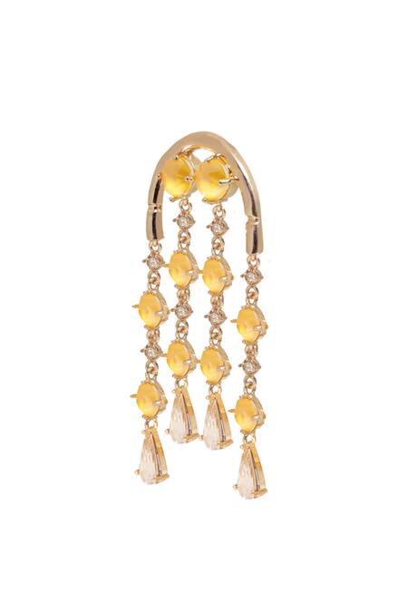 Buy_Esme By Aashna Dalmia_Yellow Swarovski Hanging Earrings _Online_at_Aza_Fashions