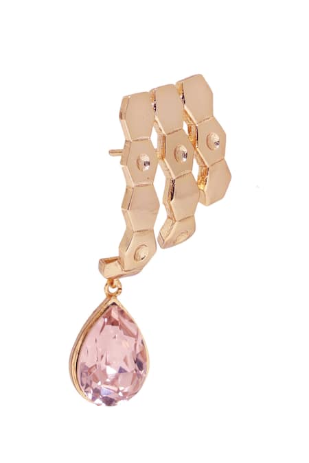 Buy_Esme By Aashna Dalmia_Wine Crystal Textured Drop Earrings _Online_at_Aza_Fashions