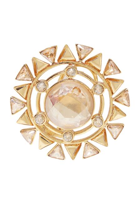 Esme By Aashna Dalmia_Gold Plated Stones Geometric Cutwork Ear Studs _Online_at_Aza_Fashions