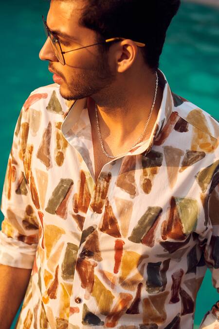 Philocaly_Multi Color Cotton Collage Abstract Print Shirt_Online_at_Aza_Fashions