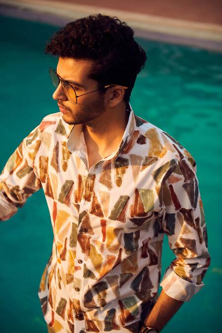 Shop_Philocaly_Multi Color Cotton Collage Abstract Print Shirt_Online_at_Aza_Fashions