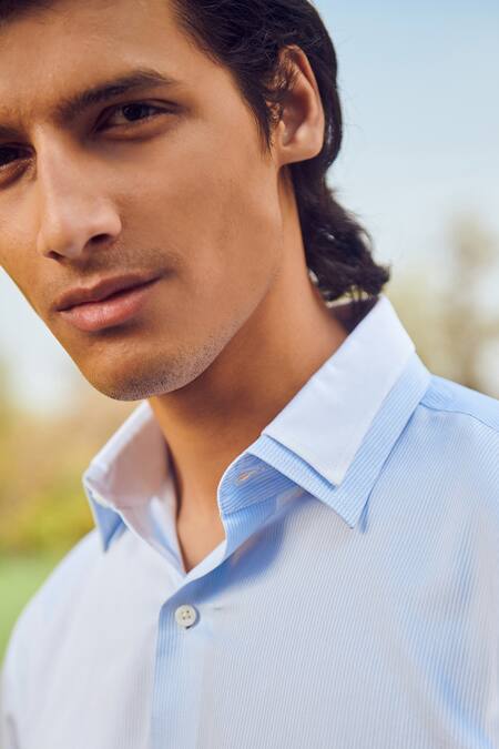 Buy_Philocaly_Blue Cotton Balance Full Sleeve Shirt _Online_at_Aza_Fashions