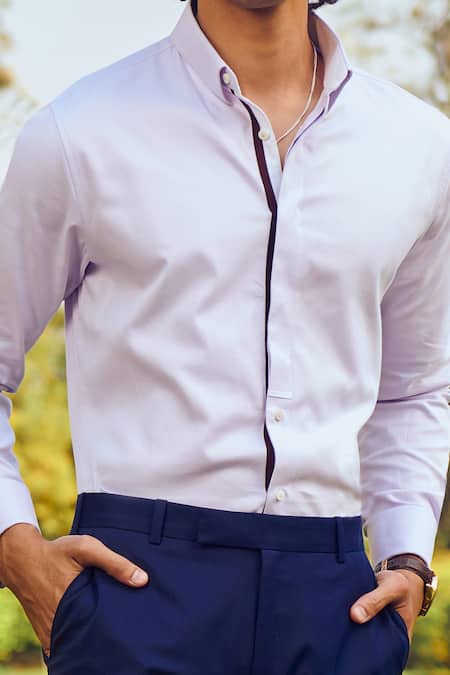 Shop Philocaly Purple Cotton Ravine Spread Collar Shirt Online at Aza Fashions Shop_Philocaly_Purple Cotton Ravine Spread Collar Shirt _Online_at_Aza_Fashions