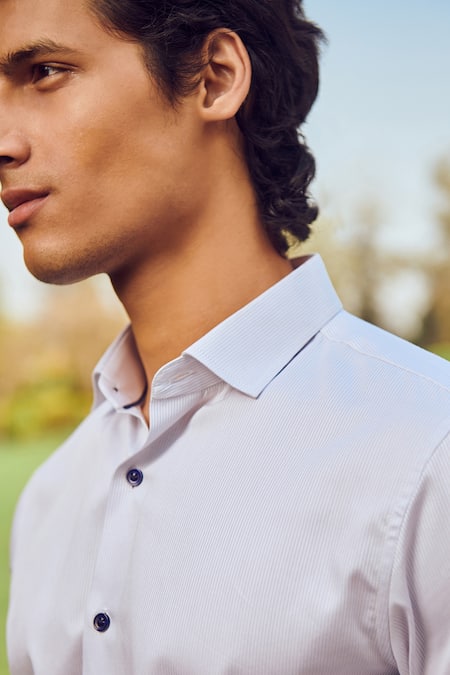 Buy_Philocaly_Grey Cotton Ember Pinstripe Shirt _Online_at_Aza_Fashions