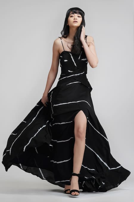 Buy Shruti S Black Viscose, Crepe Sweetheart Neck Tie Dye Strappy Maxi Dress Online at Aza Fashions Buy_Shruti S_Black Viscose, Crepe Sweetheart Neck Tie Dye Strappy Maxi Dress _Online_at_Aza_Fashions