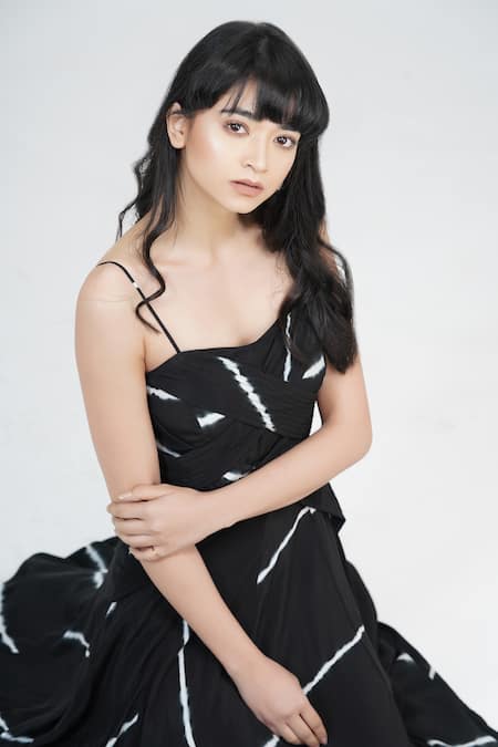 Shruti S Black Viscose, Crepe Sweetheart Neck Tie Dye Strappy Maxi Dress at Aza Fashions Shruti S_Black Viscose, Crepe Sweetheart Neck Tie Dye Strappy Maxi Dress _at_Aza_Fashions