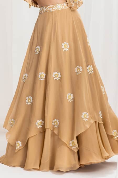 Buy Seema Thukral Gold Georgette, Organza Embroidery, Sequins, Pearls, Hand Lehenga And Jacket Set Online at Aza Fashions Buy_Seema Thukral_Gold Georgette, Organza Embroidery, Sequins, Pearls, Hand Lehenga And Jacket Set _Online_at_Aza_Fashions