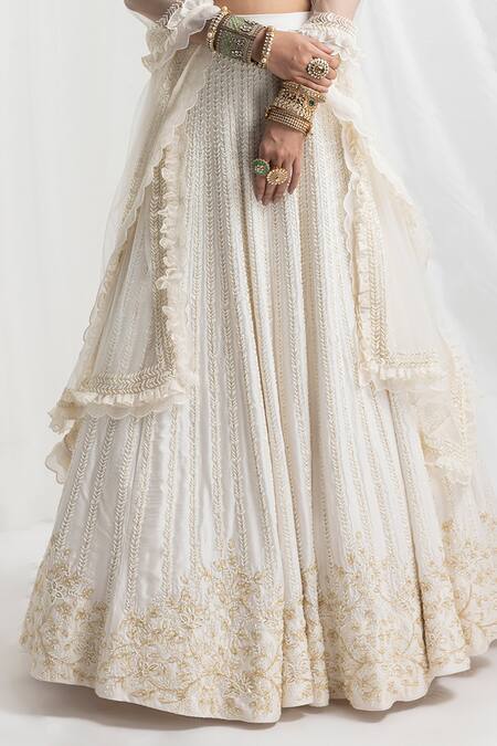 Buy Seema Thukral Ivory Silk, Net, Organza Embroidery, Crystals, And Hand Bridal Lehenga Set Online at Aza Fashions Buy_Seema Thukral_Ivory Silk, Net, Organza Embroidery, Crystals, And Hand Bridal Lehenga Set _Online_at_Aza_Fashions