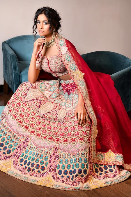 Rose Gold Bridal Reception Lehenga Set In Georgette SFIN8432 – Siya Fashions