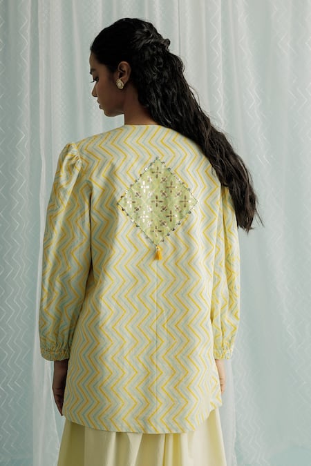 Surbhi Gupta Ivory Cotton Silk Block Mae Sequin Embroidered Jacket Trouser Set Online at Aza Fashions Surbhi Gupta_Ivory Cotton Silk Block Mae Sequin Embroidered Jacket Trouser Set _Online_at_Aza_Fashions