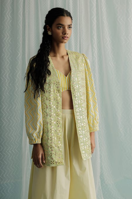 Buy Surbhi Gupta Ivory Cotton Silk Block Mae Sequin Embroidered Jacket Trouser Set Online at Aza Fashions Buy_Surbhi Gupta_Ivory Cotton Silk Block Mae Sequin Embroidered Jacket Trouser Set _Online_at_Aza_Fashions