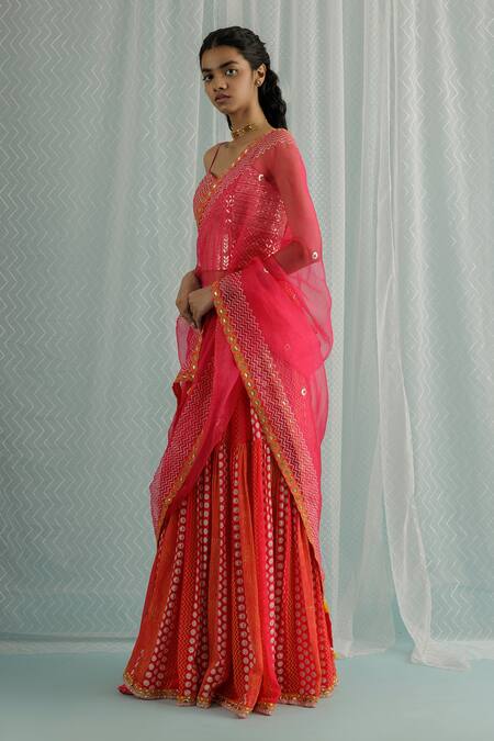 Buy Surbhi Gupta Pink Cotton Satin, Georgette, Organza Embroidery, Sarai Block Print Lehenga Set Online at Aza Fashions Buy_Surbhi Gupta_Pink Cotton Satin, Georgette, Organza Embroidery, Sarai Block Print Lehenga Set _Online_at_Aza_Fashions