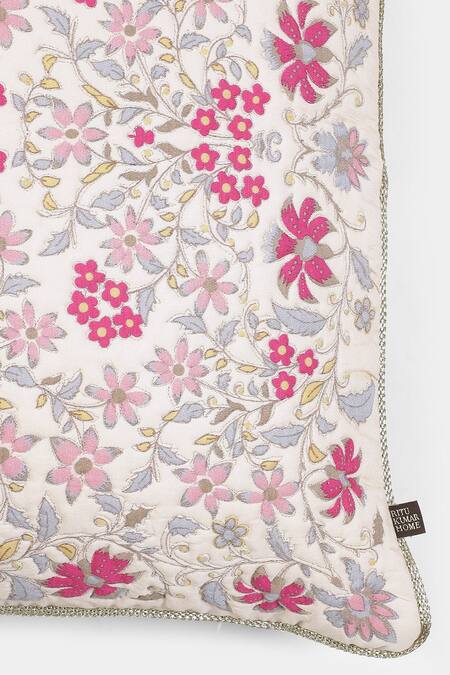 Ritu Kumar_Beige Embroidered Minar Printed Pillow Sham_Online_at_Aza_Fashions