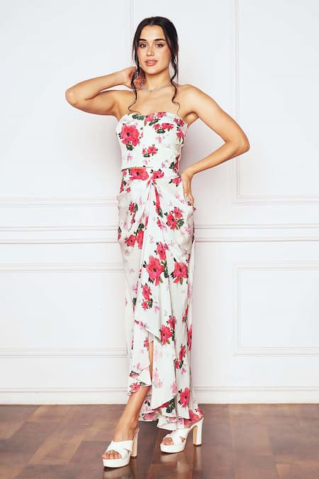 Buy SAKSHI GIRRI Ivory Crepe Embroidery Sweetheart Neck Floral Print Corset And Maxi Skirt Set Online at Aza Fashions Buy_SAKSHI GIRRI_Ivory Crepe Embroidery Sweetheart Neck Floral Print Corset And Maxi Skirt Set_Online_at_Aza_Fashions