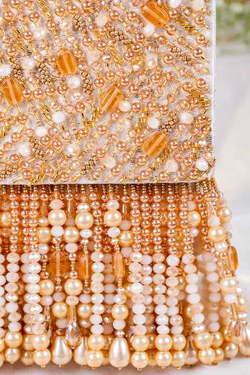 House of Vian_Gold Beads, Pearls Samara Embellished Clutch Bag _Online_at_Aza_Fashions