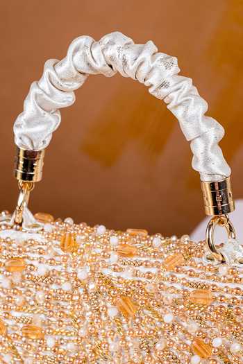 Buy_House of Vian_Gold Beads, Pearls Samara Embellished Clutch Bag _Online_at_Aza_Fashions