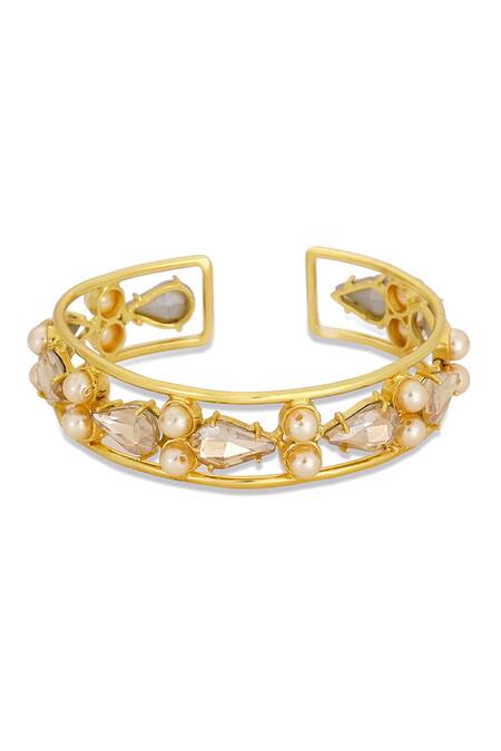 Buy_Bblingg_Gold Plated Crystals, Smocking, Pearls Samara Embellished Cuff 