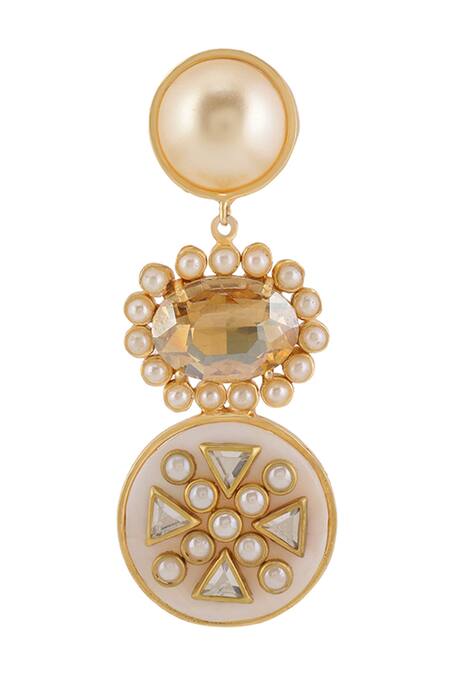 Bblingg Gold Plated Crystals, Smocking Sanah Embellished Dangler Earrings Online at Aza Fashions Bblingg_Gold Plated Crystals, Smocking Sanah Embellished Dangler Earrings _Online_at_Aza_Fashions