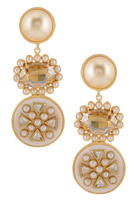 Buy Bblingg Gold Plated Crystals, Smocking Sanah Embellished Dangler Earrings Online at Aza Fashions Buy_Bblingg_Gold Plated Crystals, Smocking Sanah Embellished Dangler Earrings _Online_at_Aza_Fashions