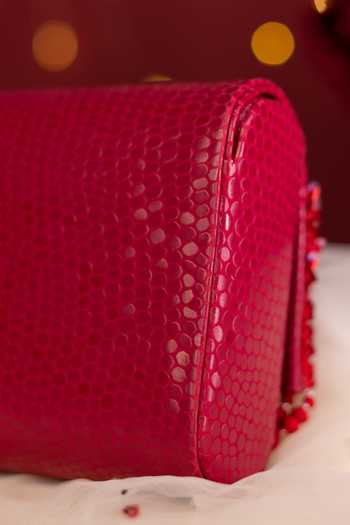 House of Vian_Red Sequins, Beads, Cut Work Scarlet Embellished Clutch _Online_at_Aza_Fashions