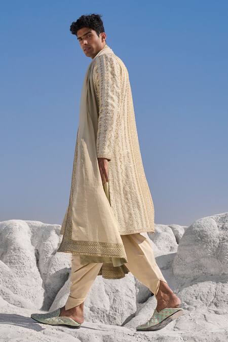 Seema Gujral Green Flower Motif Embroidered Sherwani Set Online at Aza Fashions Seema Gujral_Green Flower Motif Embroidered Sherwani Set_Online_at_Aza_Fashions