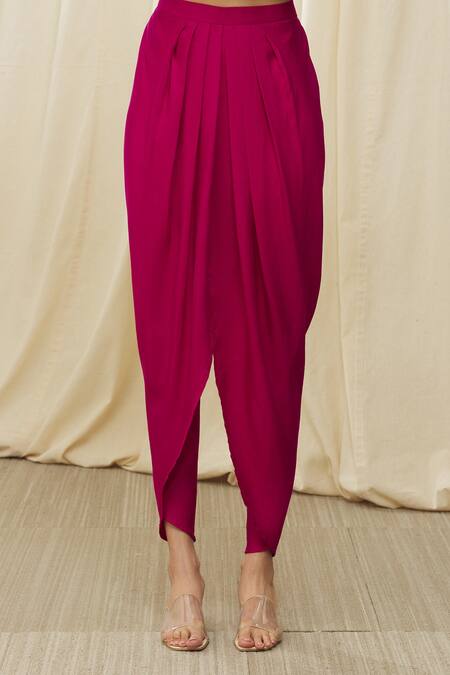 Buy Jayanti Reddy Pink Silk Embroidery, Cut Work Round Neck Floral Tunic Dhoti Pant Set Buy_Jayanti Reddy_Pink Silk Embroidery, Cut Work Round Neck Floral Tunic Dhoti Pant Set