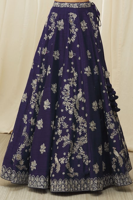 Shop Jayanti Reddy Purple , Organza Embroidery Scoop Neck Floral Bridal Lehenga Set Shop_Jayanti Reddy_Purple , Organza Embroidery Scoop Neck Floral Bridal Lehenga Set