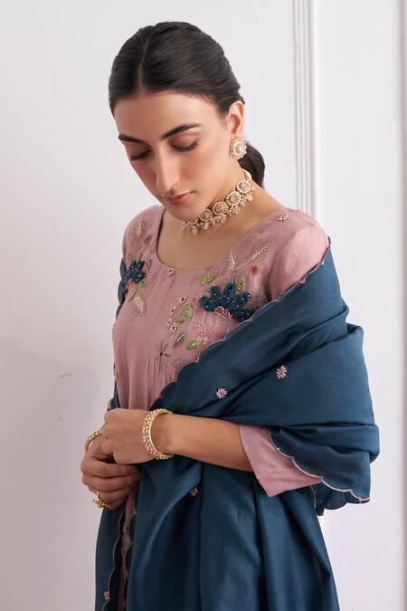 Shipraa Grover Purple Cotton Embroidery Round Neck Nadira Anarkali Set at Aza Fashions Shipraa Grover_Purple Cotton Embroidery Round Neck Nadira Anarkali Set _at_Aza_Fashions