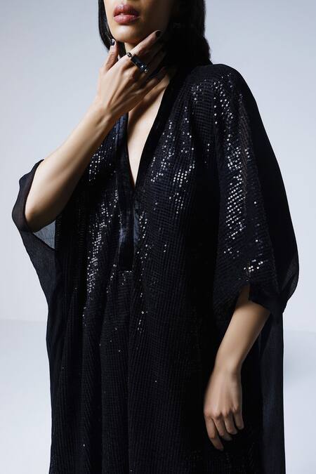 Buy Shorshe Clothing Black Silk Jaya Sequin Kaftan Online at Aza Fashions Buy_Shorshe Clothing_Black Silk Jaya Sequin Kaftan_Online_at_Aza_Fashions