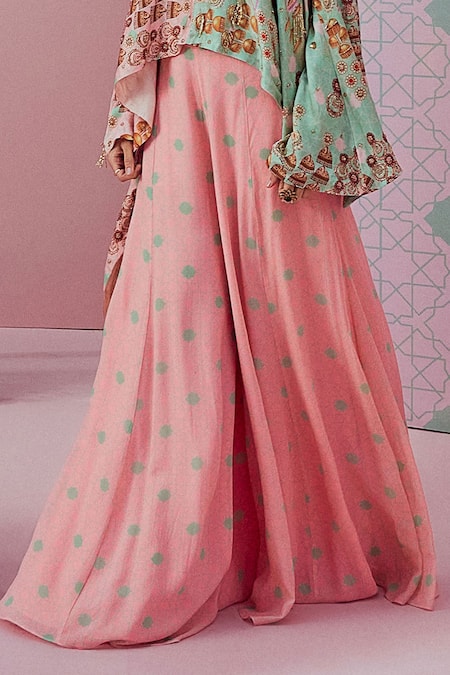 Buy Krisha Sunny Ramani Green Modal, Satin, Georgette Beads, Jhumka Print Short Top And Sharara Set Online at Aza Fashions Buy_Krisha Sunny Ramani_Green Modal, Satin, Georgette Beads, Jhumka Print Short Top And Sharara Set _Online_at_Aza_Fashions
