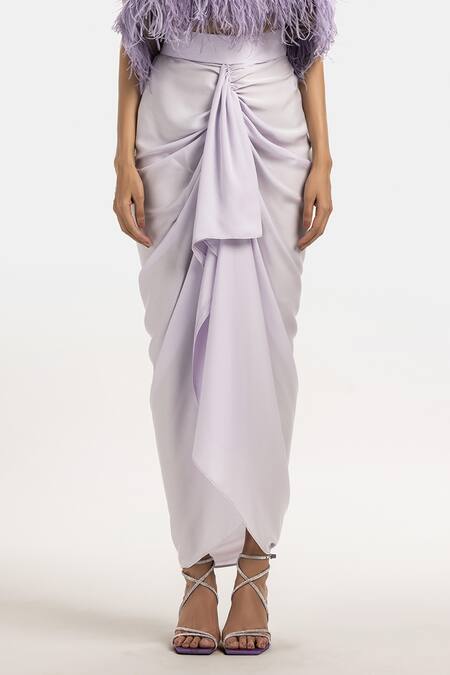 431-88 By Shweta Kapur Purple Satin Samara Draped Skirt Online at Aza Fashions 431-88 By Shweta Kapur_Purple Satin Samara Draped Skirt_Online_at_Aza_Fashions