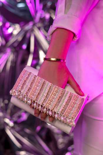 House of Vian_Multi Color Sequins, Beads, Cut Work Shyla Embellished Clutch _Online_at_Aza_Fashions