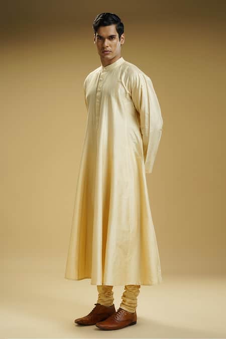 Buy Kommal Sood Beige Cotton Silk Plain Anarkali Kurta And Pant Set Online at Aza Fashions Buy_Kommal Sood_Beige Cotton Silk Plain Anarkali Kurta And Pant Set _Online_at_Aza_Fashions