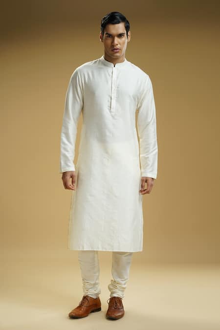 Buy_Kommal Sood_Off White Silk Dupion Embroidered Floral Jaali Sherwani Set With Stole  _Online_at_Aza_Fashions