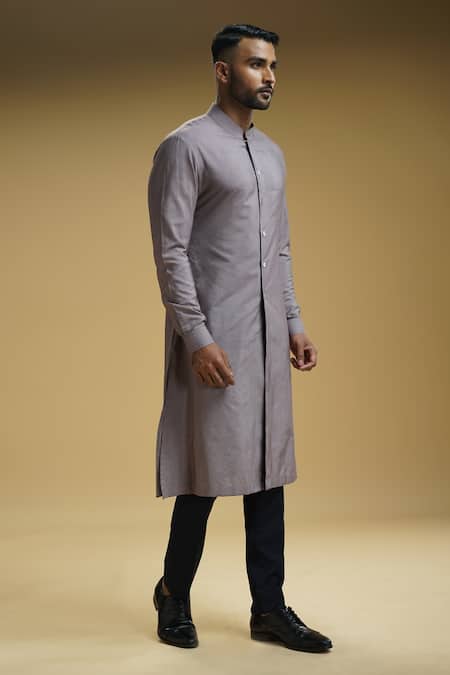 Buy Kommal Sood Purple Cotton Silk Solid Front-open Kurta And Trousers Set Online at Aza Fashions Buy_Kommal Sood_Purple Cotton Silk Solid Front-open Kurta And Trousers Set _Online_at_Aza_Fashions