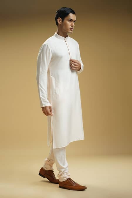 Buy_Kommal Sood_Pink Silk, Cotton Embroidery Floral Motifs Sherwani Set _Online_at_Aza_Fashions